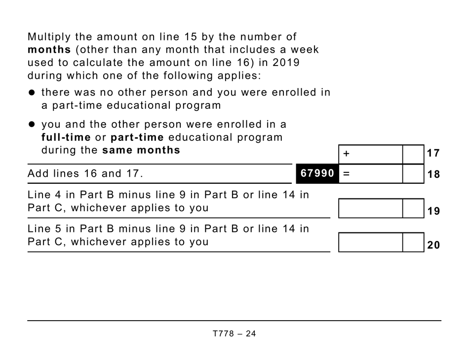 Form T778 Child Care Expenses Deduction - Large Print - Canada, Page 24