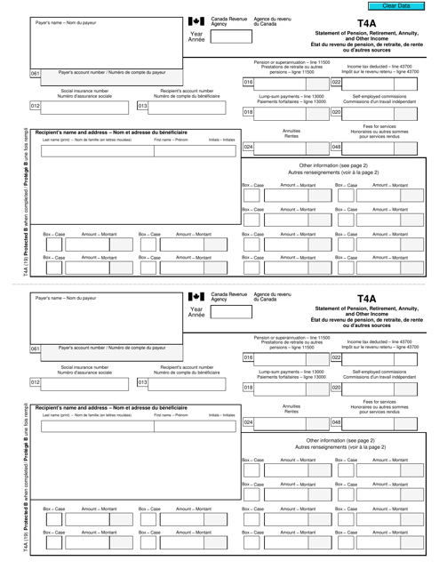 Form T4A  Printable Pdf