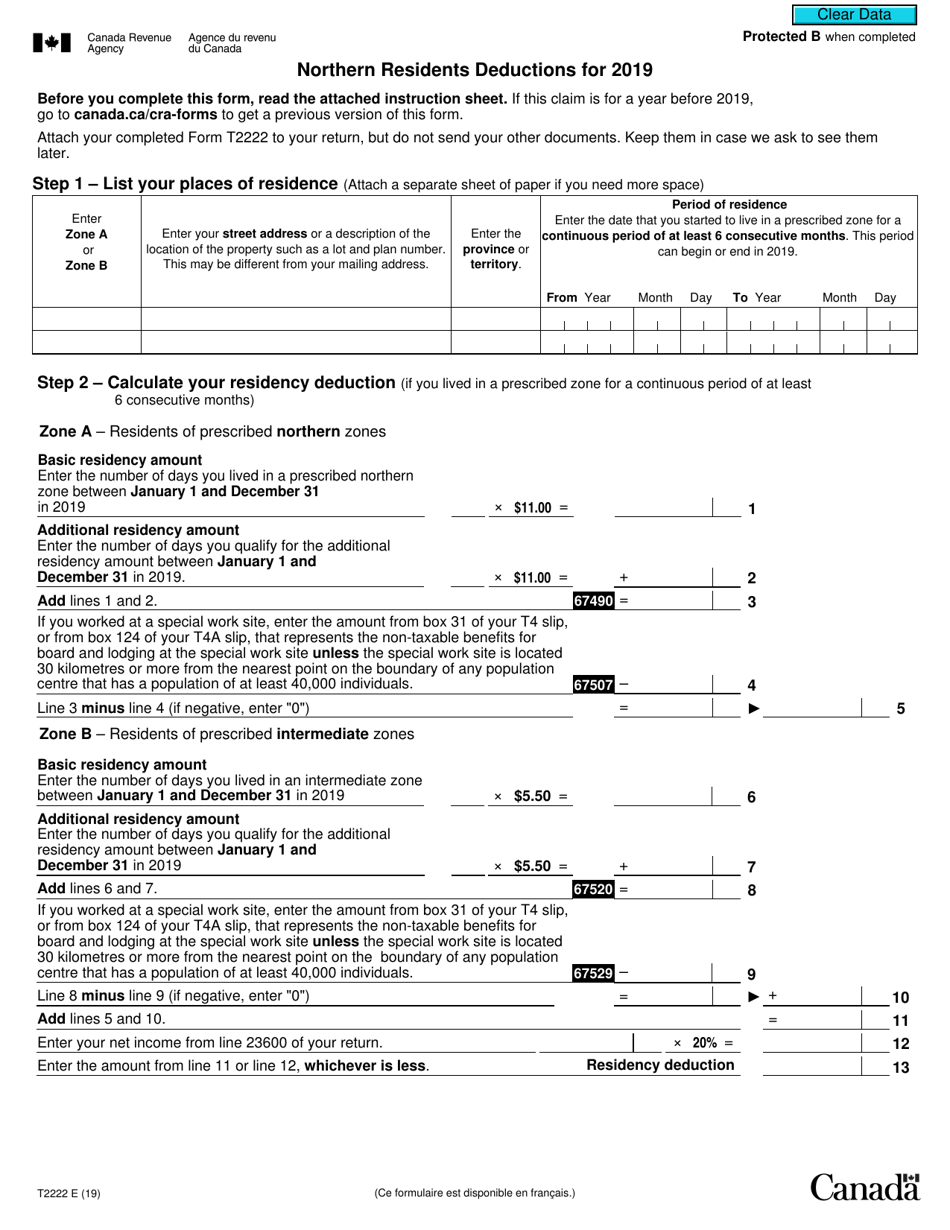 Form T2222 2019 Fill Out, Sign Online and Download Fillable PDF