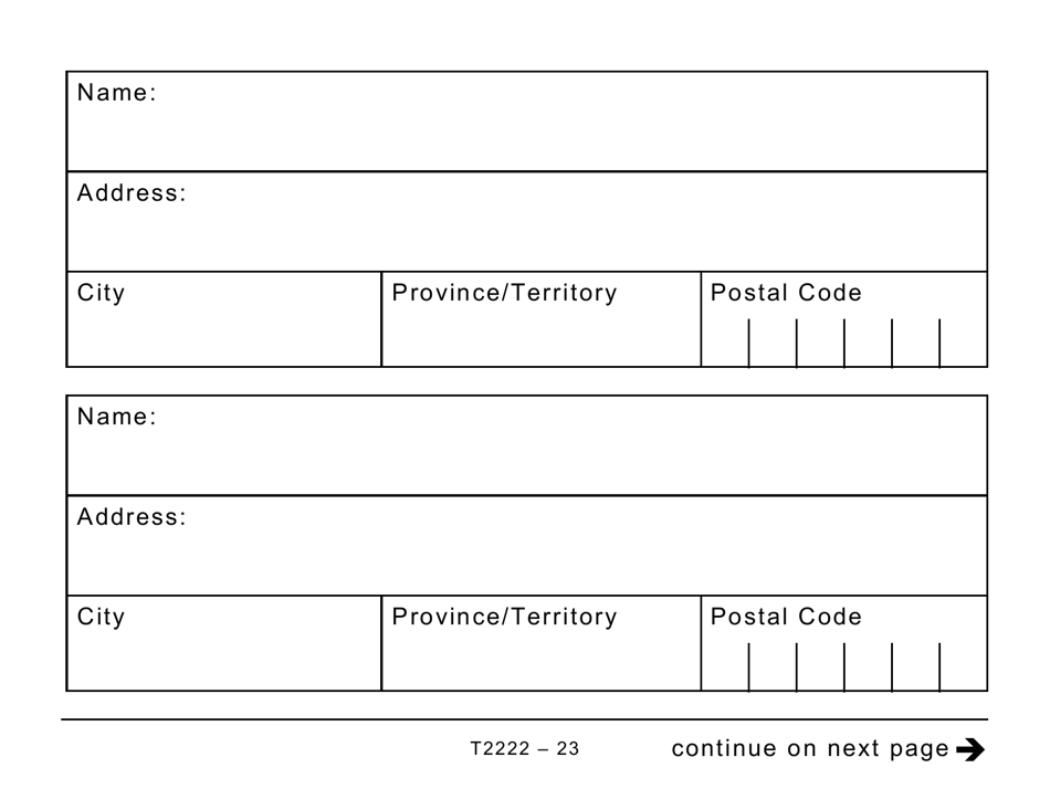 Form T2222 - 2019 - Fill Out, Sign Online and Download Printable PDF ...