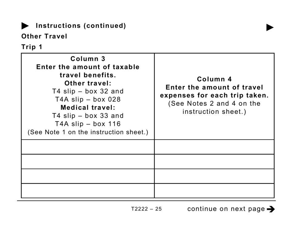 Form T2222 Northern Residents Deductions - Large Print - Canada, Page 25