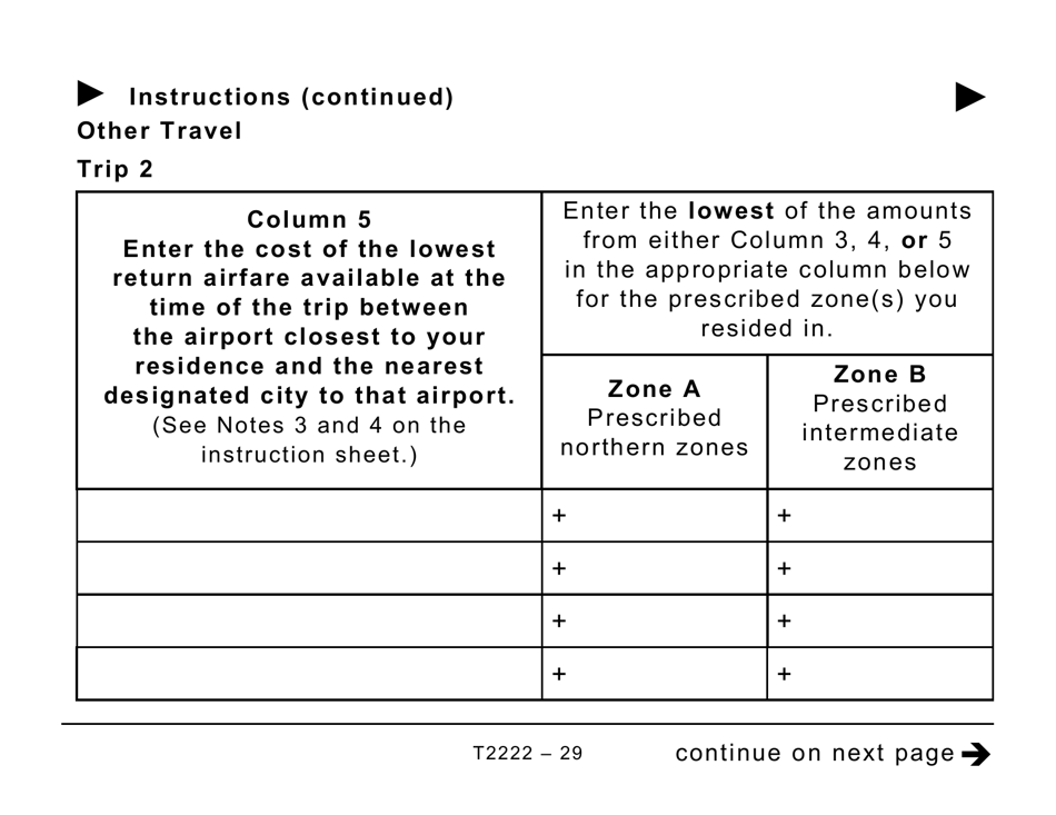 Form T2222 Northern Residents Deductions - Large Print - Canada, Page 29