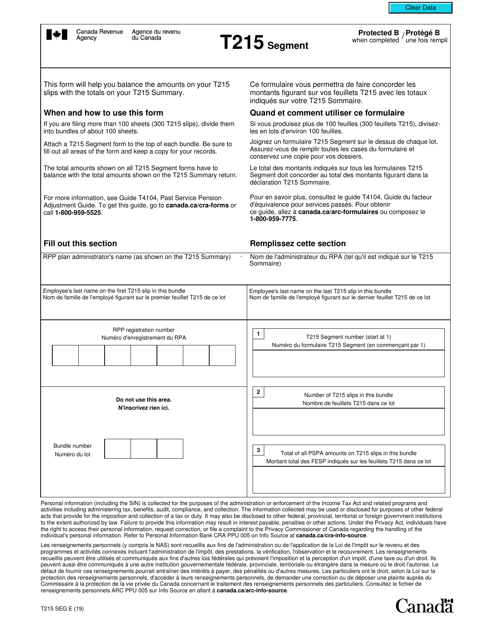 Form T215 SEG Segment - Canada (English/French)