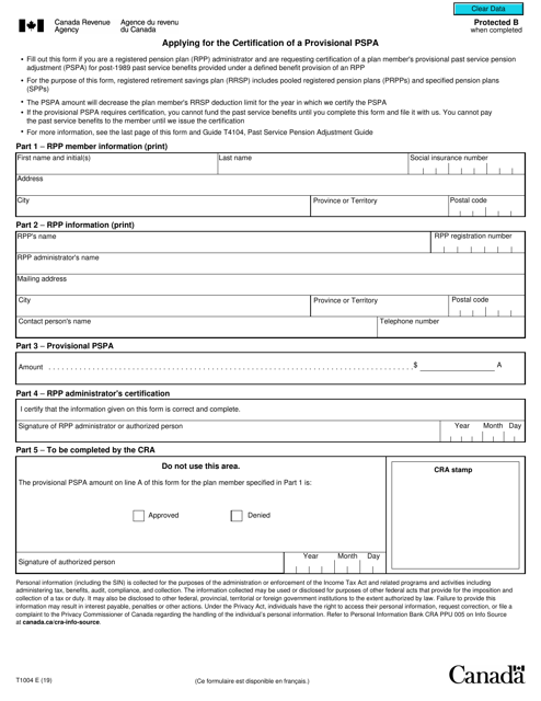 Form T1004  Printable Pdf