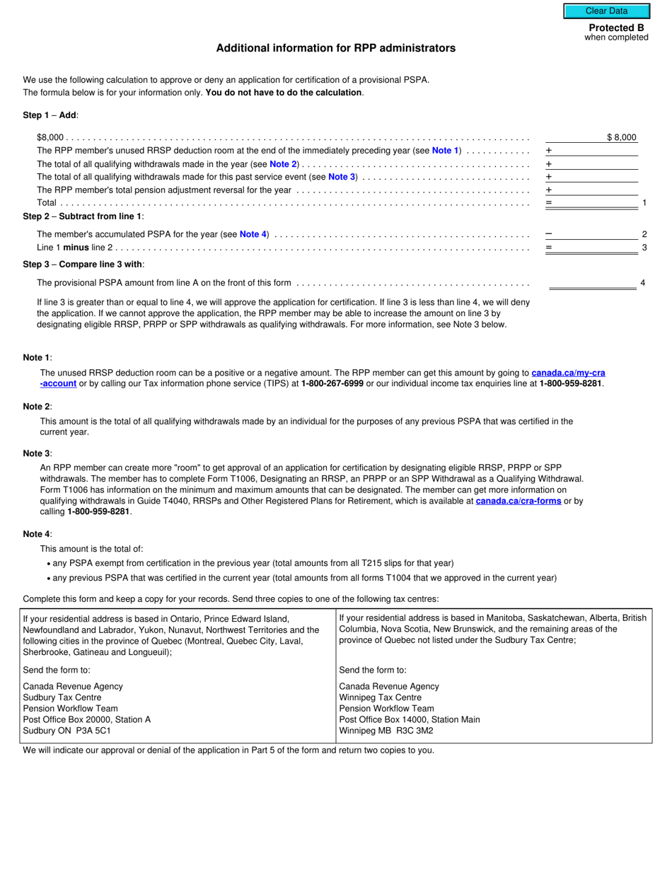Form T1004 Applying for the Certification of a Provisional Pspa - Canada, Page 2