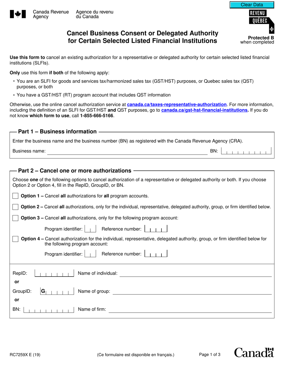 7259 Form.pdf Form RC7259X - Fill Out, Sign Online and Download Fillable PDF, Canada ...