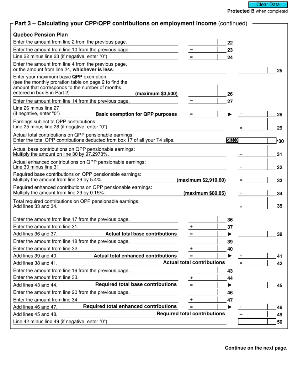 Form RC381 Inter-Provincial Calculation for Cpp and Qpp Contributions and Overpayments - Canada, Page 5