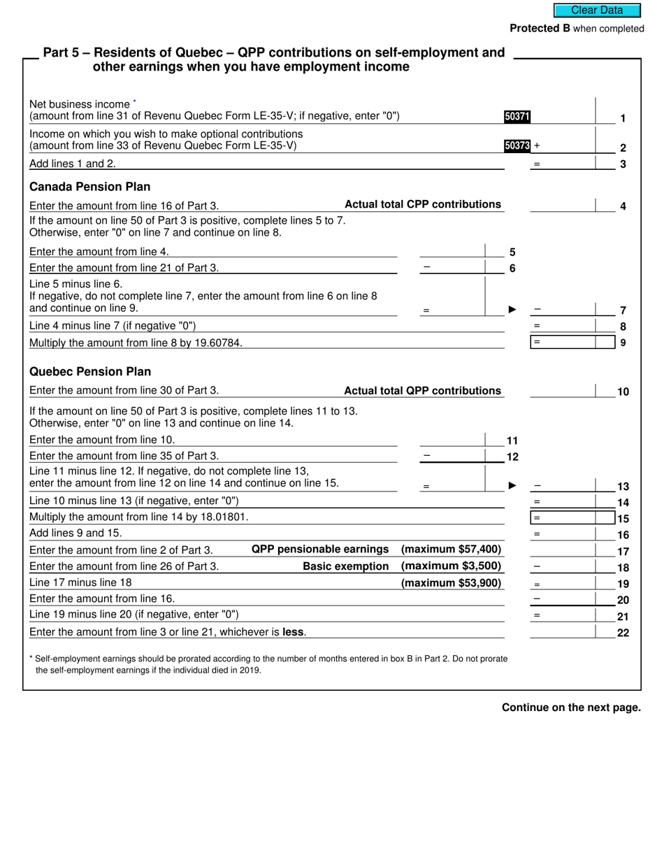 Form RC381 Inter-Provincial Calculation for Cpp and Qpp Contributions and Overpayments - Canada, Page 9