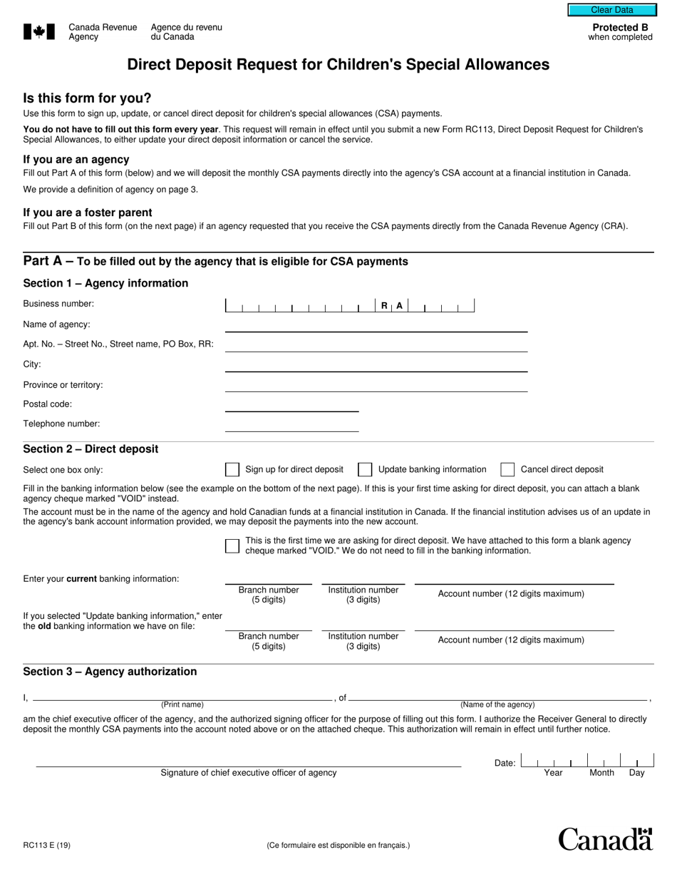 Child Allowance Form.pdf Form RC113 - Fill Out, Sign Online and Download Fillable PDF, Canada ...