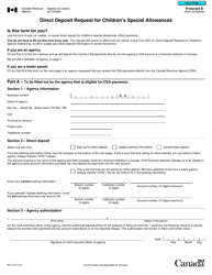 Form RC113 Direct Deposit Request for Children&#039;s Special Allowances - Canada