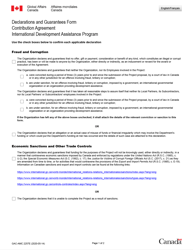 Form GAC-AMC2257E &quot;Declarations and Guarantees Form - Contribution Agreement&quot; - Canada (English/French)