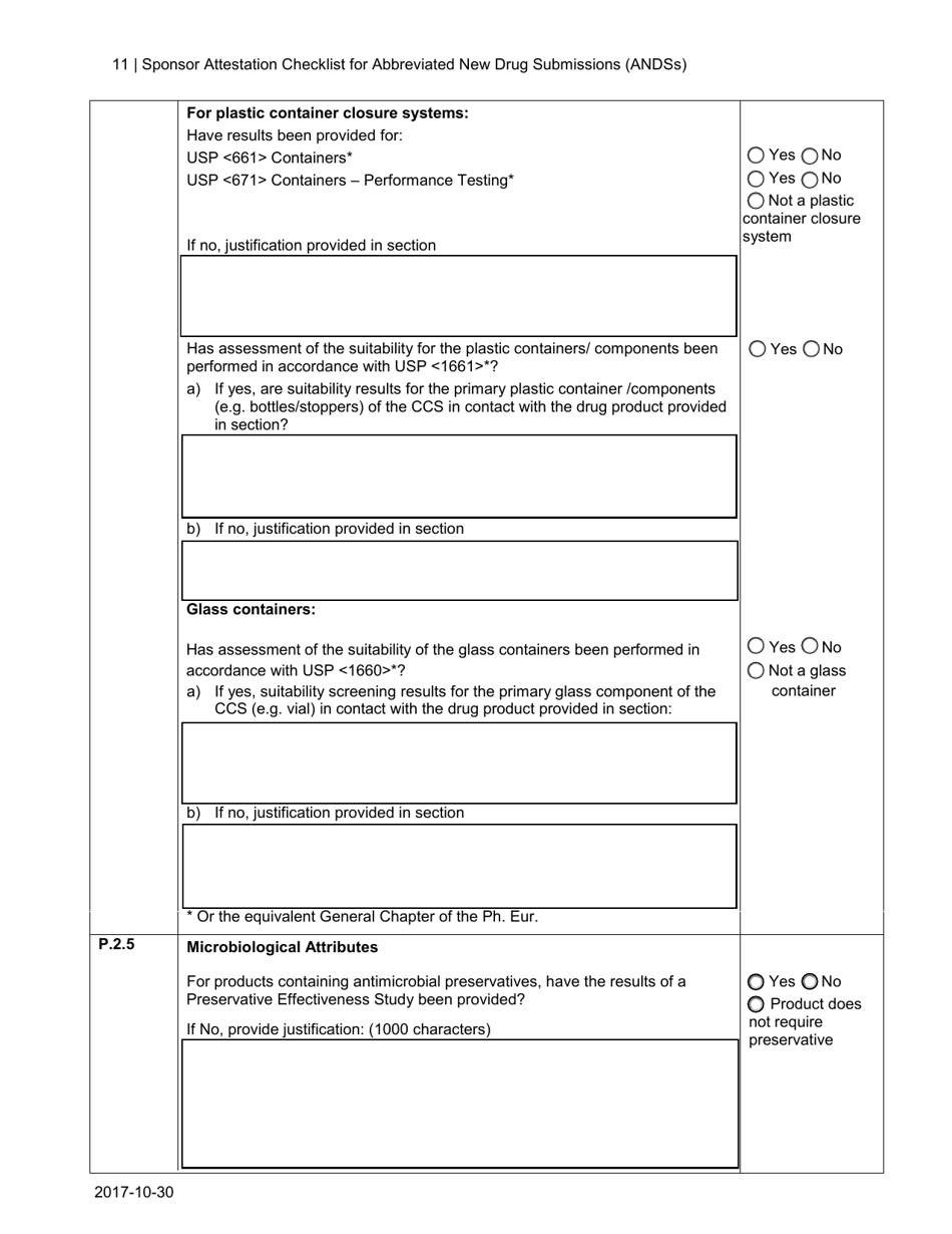 Sponsor Attestation Checklist for Abbreviated New Drug Submissions (Andss) - Canada, Page 11