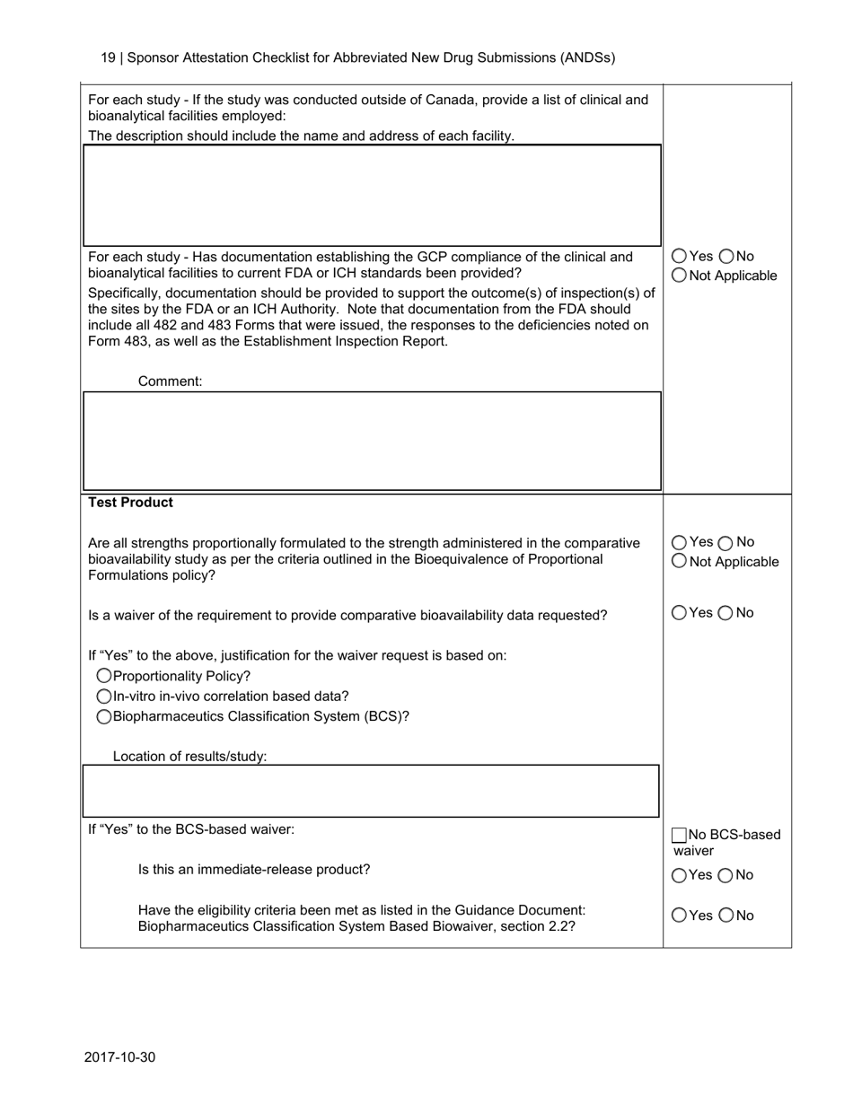 Sponsor Attestation Checklist for Abbreviated New Drug Submissions (Andss) - Canada, Page 18