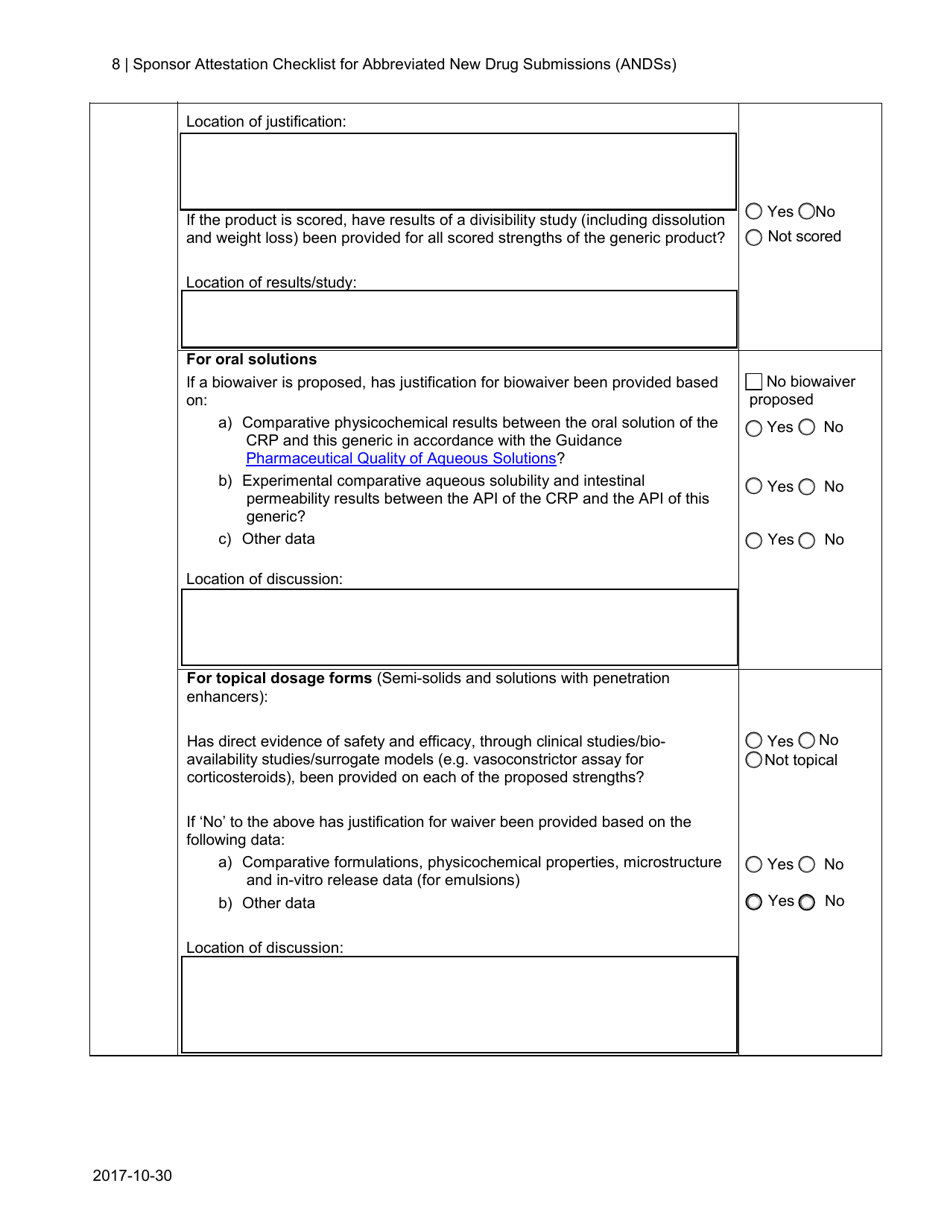 Canada Sponsor Attestation Checklist for Abbreviated New Drug ...