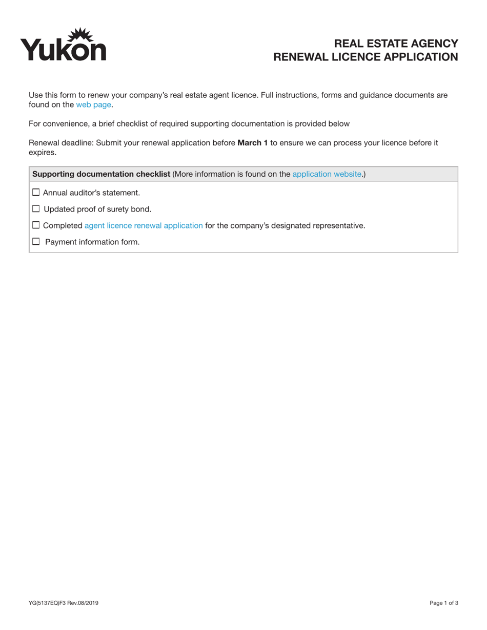 Form YG5137 Fill Out, Sign Online and Download Fillable PDF, Yukon Canada Templateroller