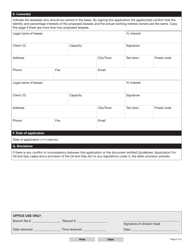 Form YG5605 Application for Oil and Gas Lease - Yukon, Canada, Page 2