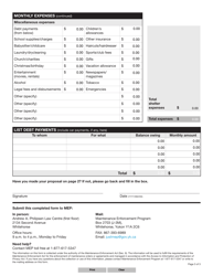 Form YG6406 Income and Expense Form for Respondents - Yukon, Canada, Page 3