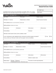 Document preview: Form YG6401 Maintenance Enforcement Program Registration Form - Yukon, Canada