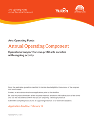 Form YG5801 &quot;Arts Operating Funds - Annual Operating Component Application Form&quot; - Yukon, Canada