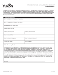 Form YG5801 Arts Operating Funds - Annual Operating Component Application Form - Yukon, Canada, Page 6