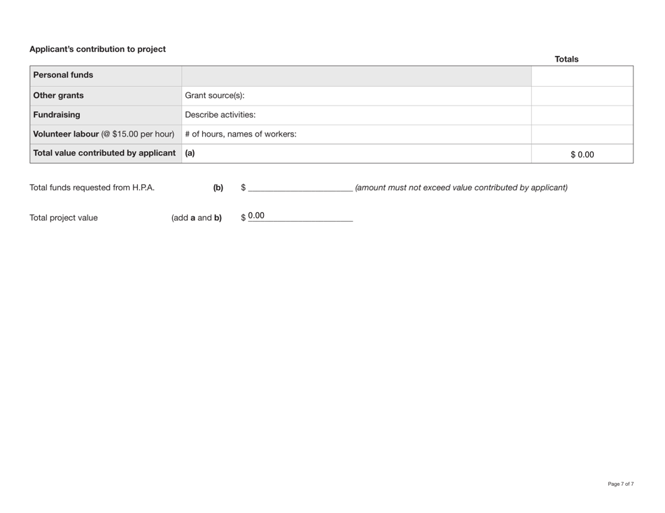 Form YG5917 Historic Properties Assistance Program Application - Yukon, Canada, Page 7