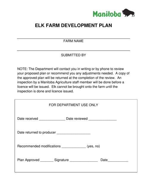 Elk Farm Development Plan - Manitoba, Canada Download Pdf