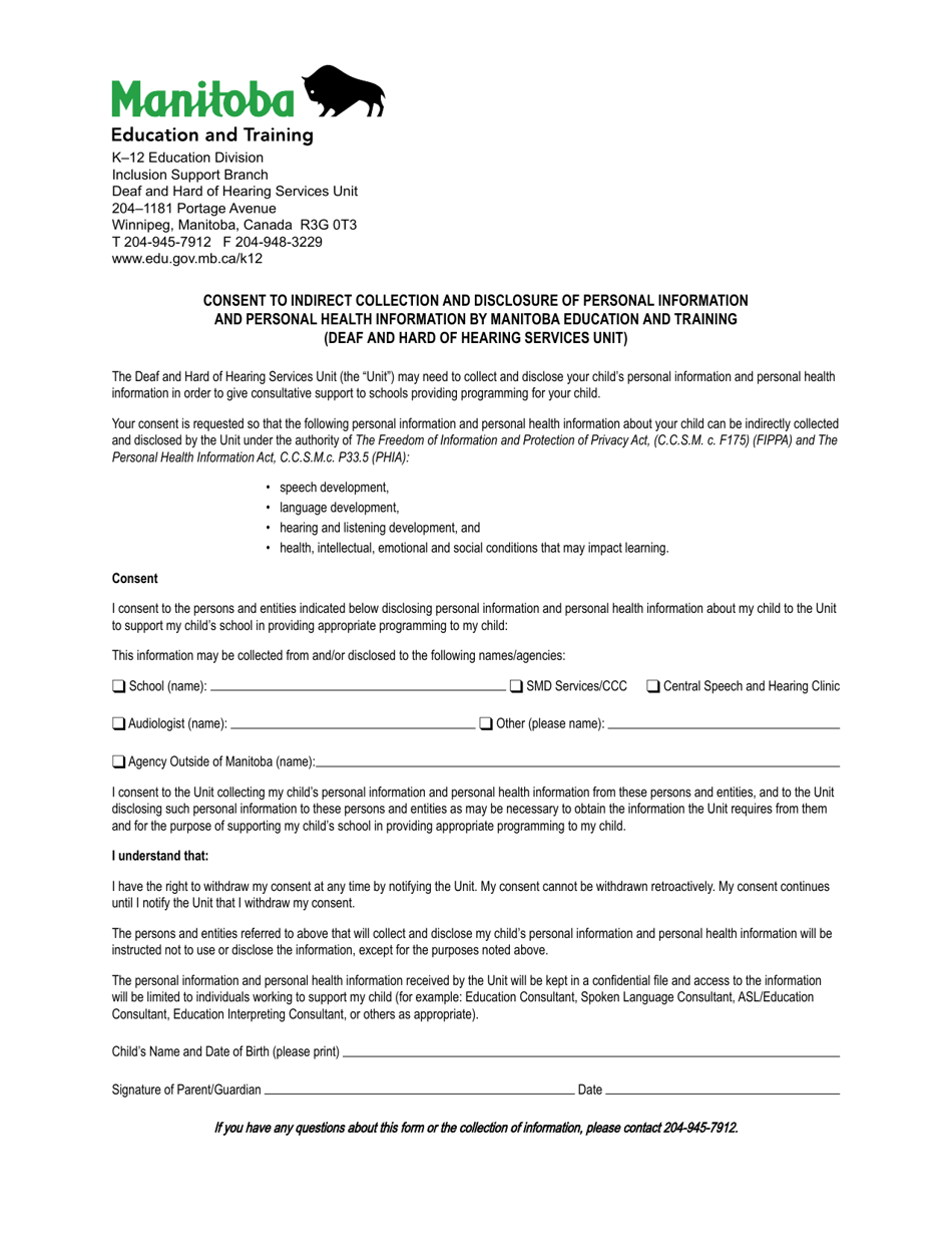 Deaf and Hard of Hearing Services Team - Referral Form - Manitoba, Canada, Page 2