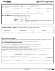Apprenticeship Application and Agreement - Manitoba, Canada, Page 2