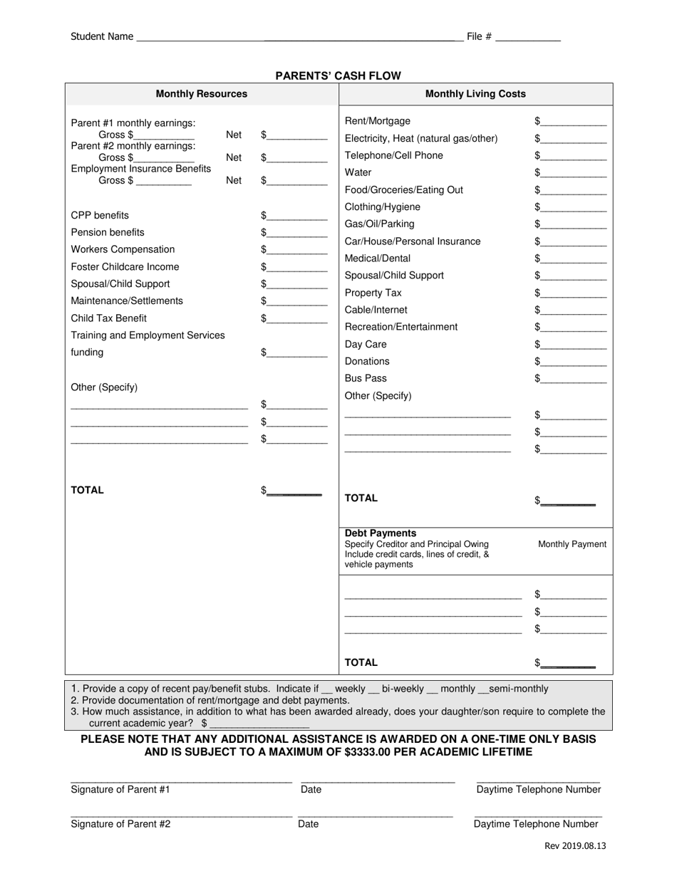 Request to Review Expected Parental Contribution - Manitoba, Canada, Page 3