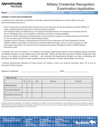 Military Credential Recognition Examination Application - Manitoba, Canada, Page 2