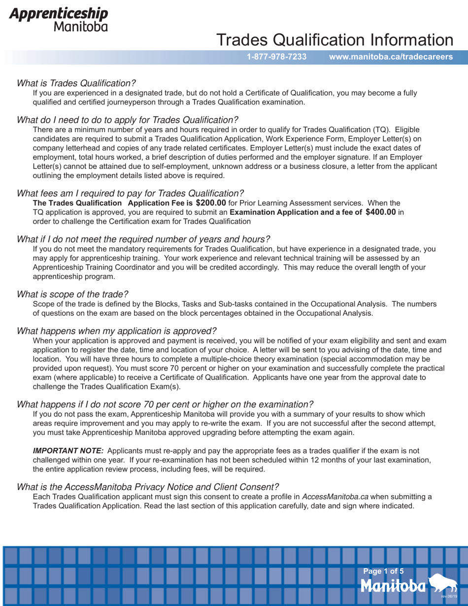 Trade Qualification Example Manitoba Canada Trades Qualification Application - Fill Out, Sign ...