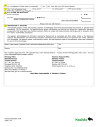 Application for International Fuel Tax Agreement (Ifta) Licence and Decals - Manitoba, Canada, Page 2