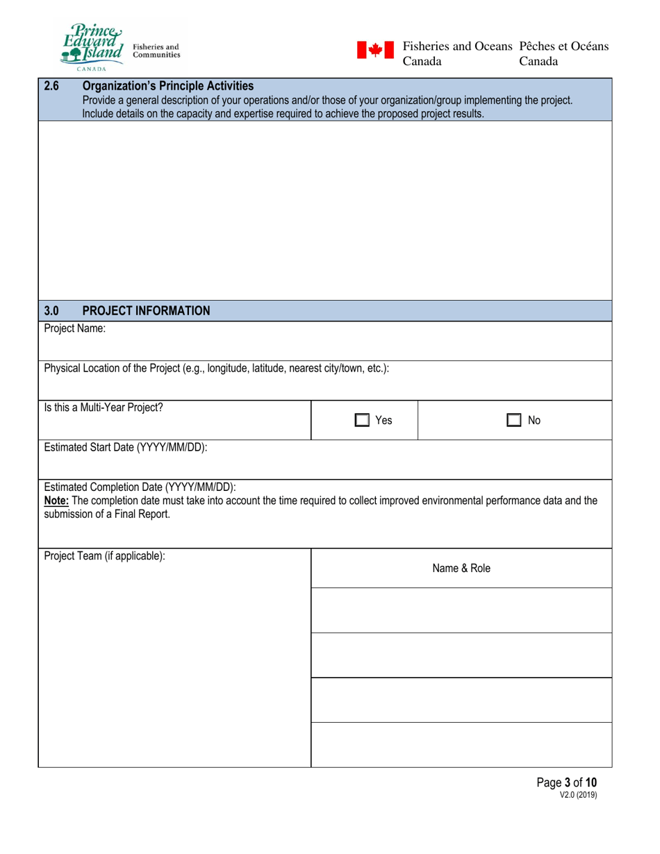 Expression of Interest Form - Prince Edward Island Fisheries and Aquaculture Clean Technology Adoption Program - Prince Edward Island, Canada, Page 3