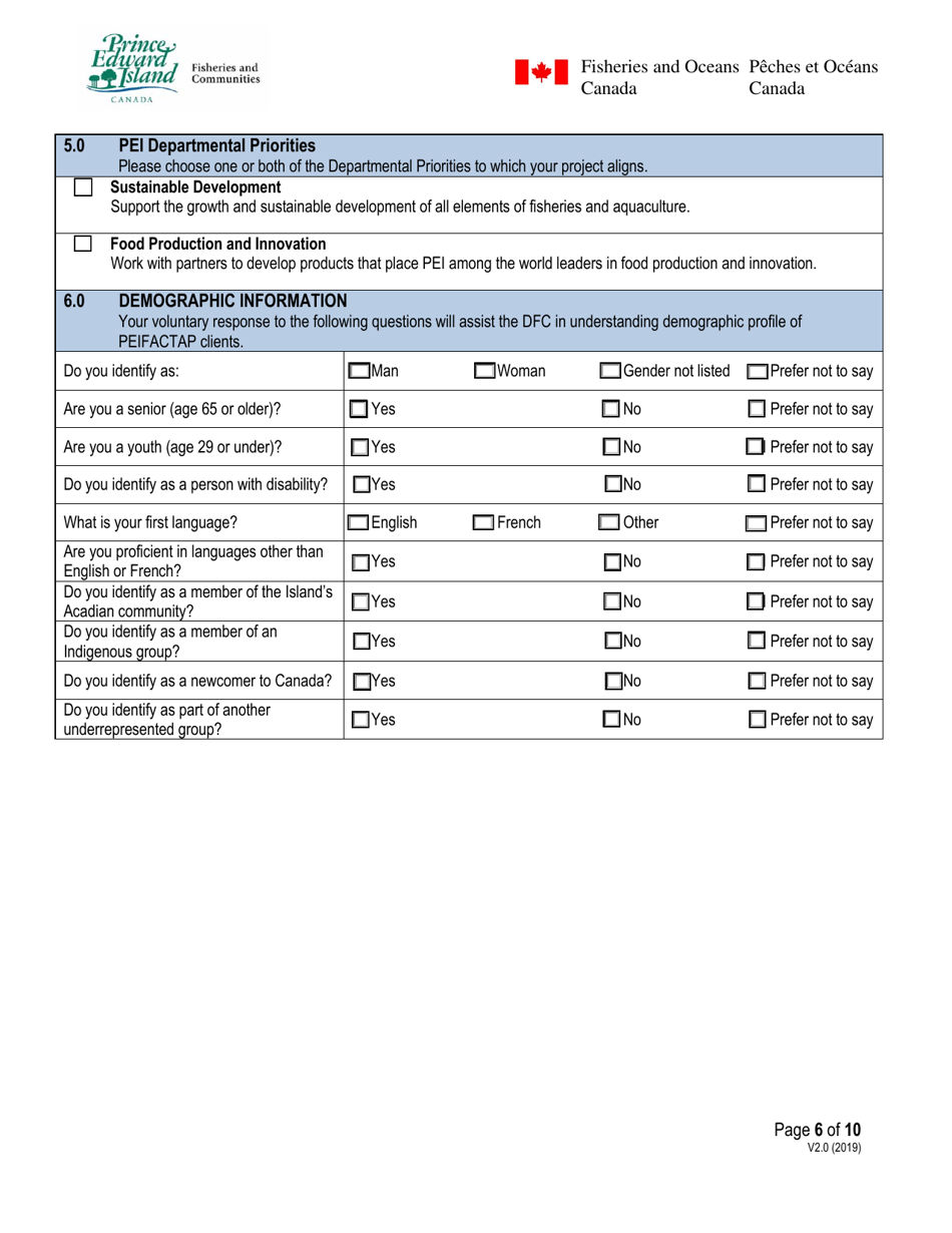 Expression of Interest Form - Prince Edward Island Fisheries and Aquaculture Clean Technology Adoption Program - Prince Edward Island, Canada, Page 6