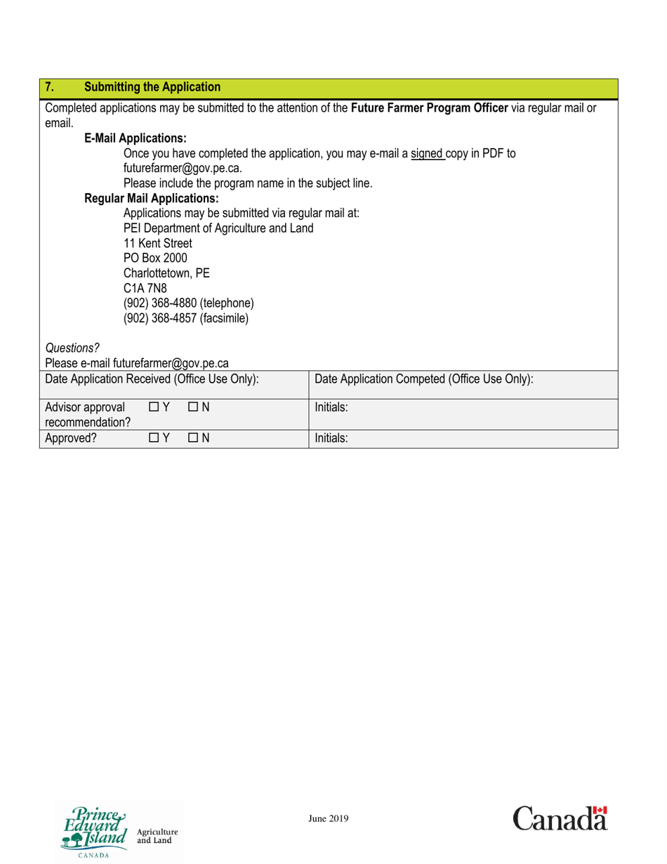 Application Form - Future Farmer Program - Prince Edward Island, Canada, Page 6