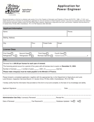 Document preview: Application for Power Engineer - Prince Edward Island, Canada