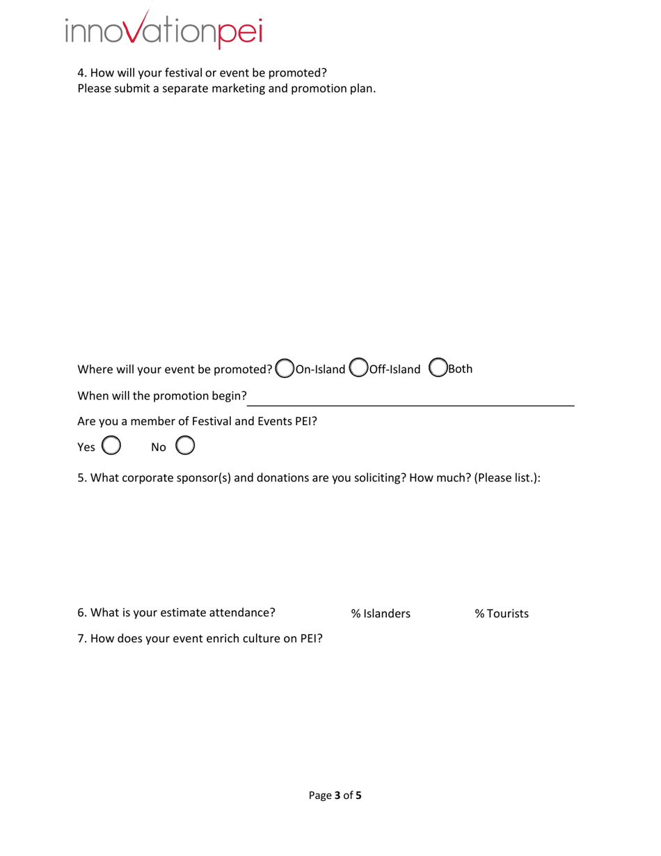 Community Cultural Festivals  Events Funding Program Application - Prince Edward Island, Canada, Page 3