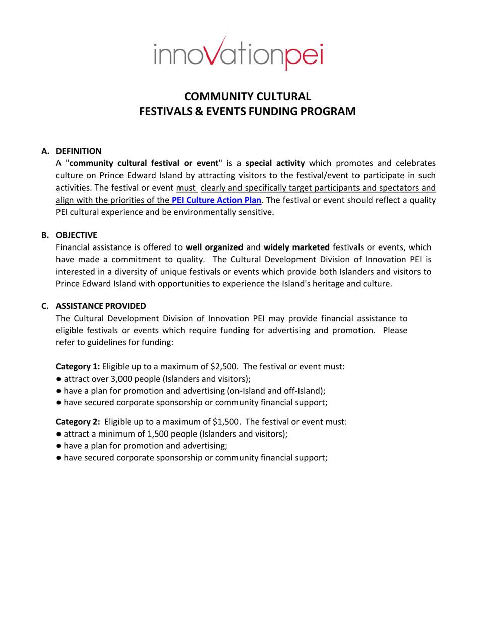 Community Cultural Festivals  Events Funding Program Application - Prince Edward Island, Canada, Page 6
