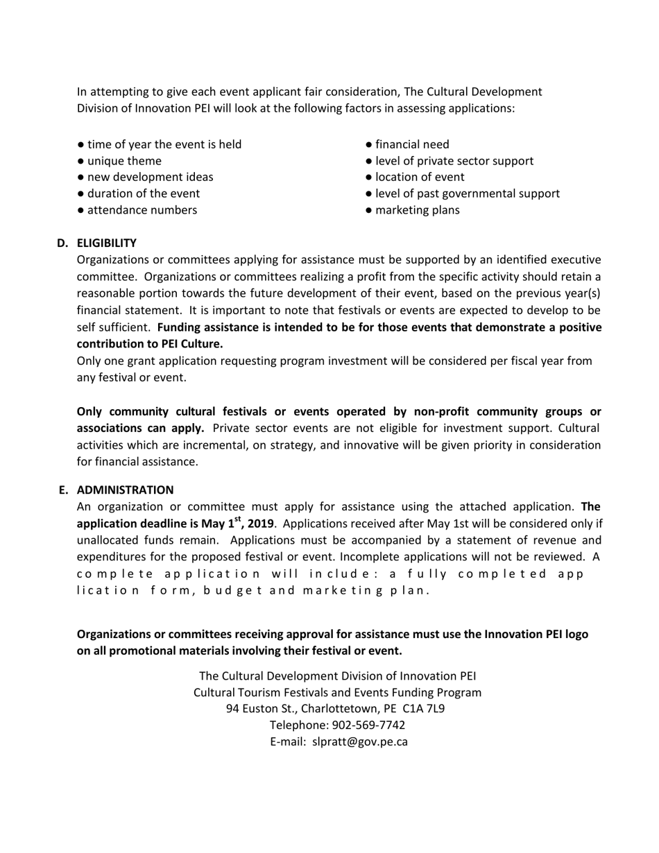 Community Cultural Festivals  Events Funding Program Application - Prince Edward Island, Canada, Page 7