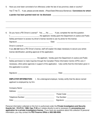 Application for a Private Investigator License - Prince Edward Island, Canada, Page 2
