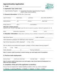 Apprenticeship Application and Agreement - Prince Edward Island, Canada, Page 2