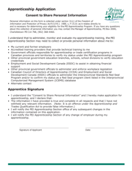 Apprenticeship Application and Agreement - Prince Edward Island, Canada, Page 3
