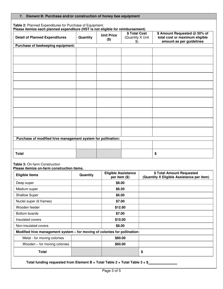 Honey Bee Industry Development Program Application - New Brunswick, Canada, Page 3