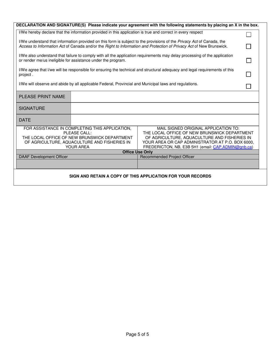 Honey Bee Industry Development Program Application - New Brunswick, Canada, Page 5