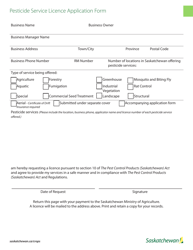 Pesticide Service Licence Application Form - Saskatchewan, Canada, Page 2