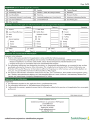 Premises Identification Program Application Form - Saskatchewan, Canada, Page 2