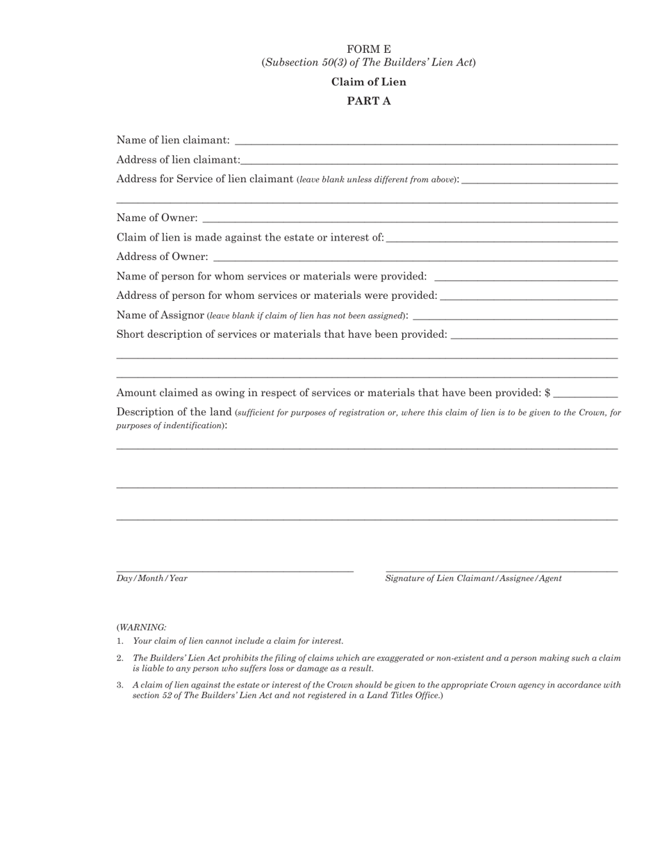Form E Fill Out, Sign Online and Download Printable PDF, Saskatchewan