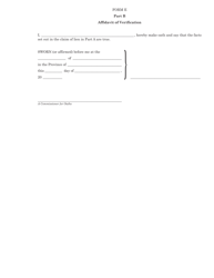 Form E Claim of Lien - Saskatchewan, Canada, Page 2