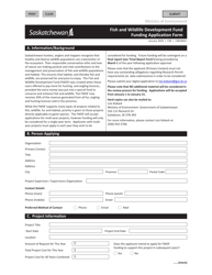 Form CSB24001 &quot;Fish and Wildlife Development Fund Funding Application Form&quot; - Saskatchewan, Canada