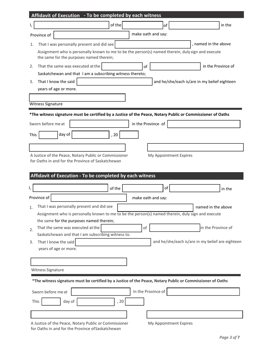 Request for Assignment - Saskatchewan, Canada, Page 3